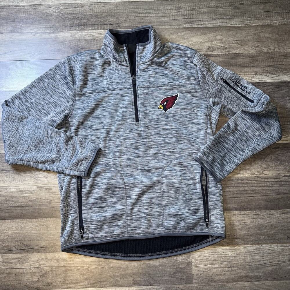 NFL Arizona Cardinals Jacket Mens Medium Gray Quarter Zip G-III Performance Flee